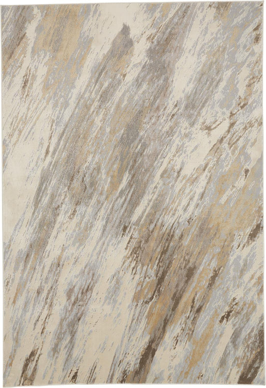9 x 12 Ivory Tan & Brown Rug