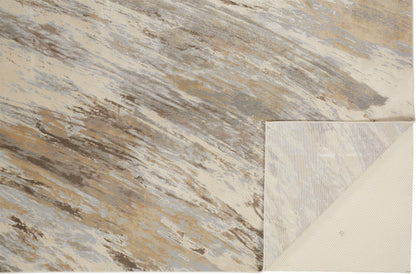 9 x 12 Ivory Tan & Brown Rug
