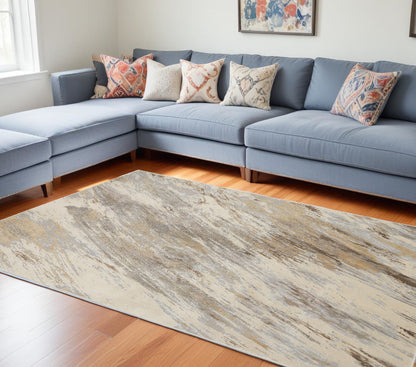 12 x 15 Ivory Tan & Brown Rug