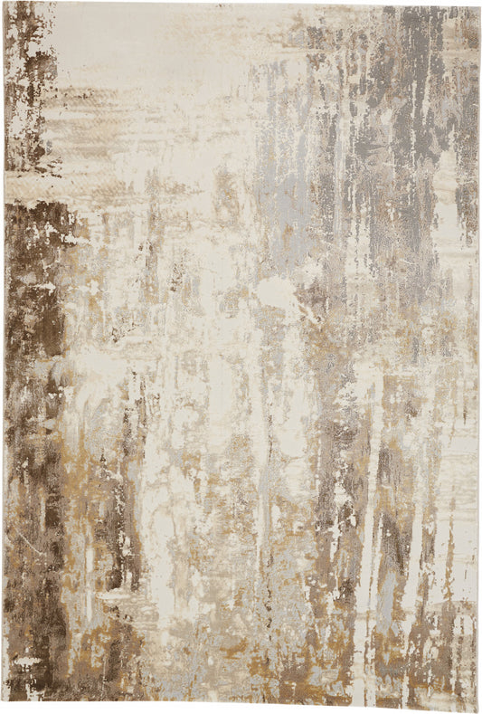 9 x 12 Tan Ivory & Gray Rug