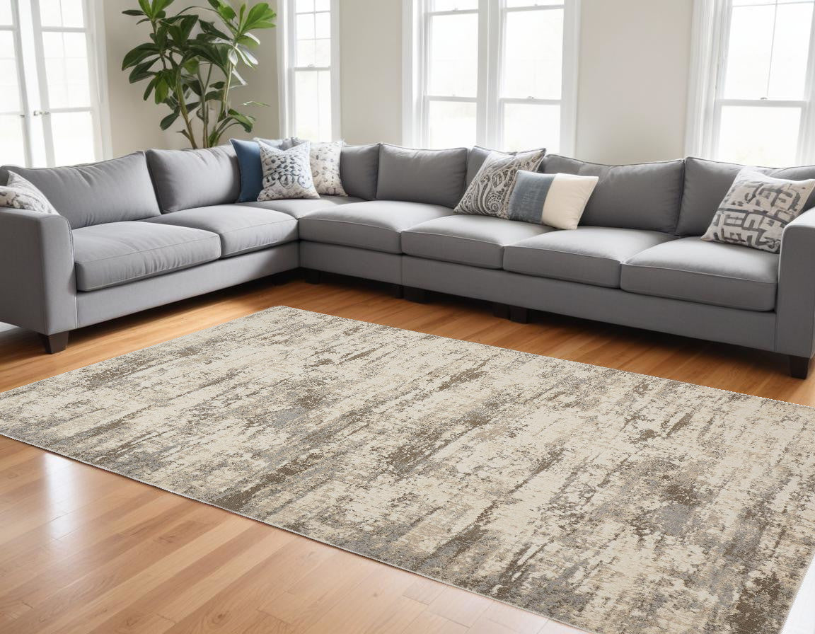 9 x 12 Ivory & Brown Rug