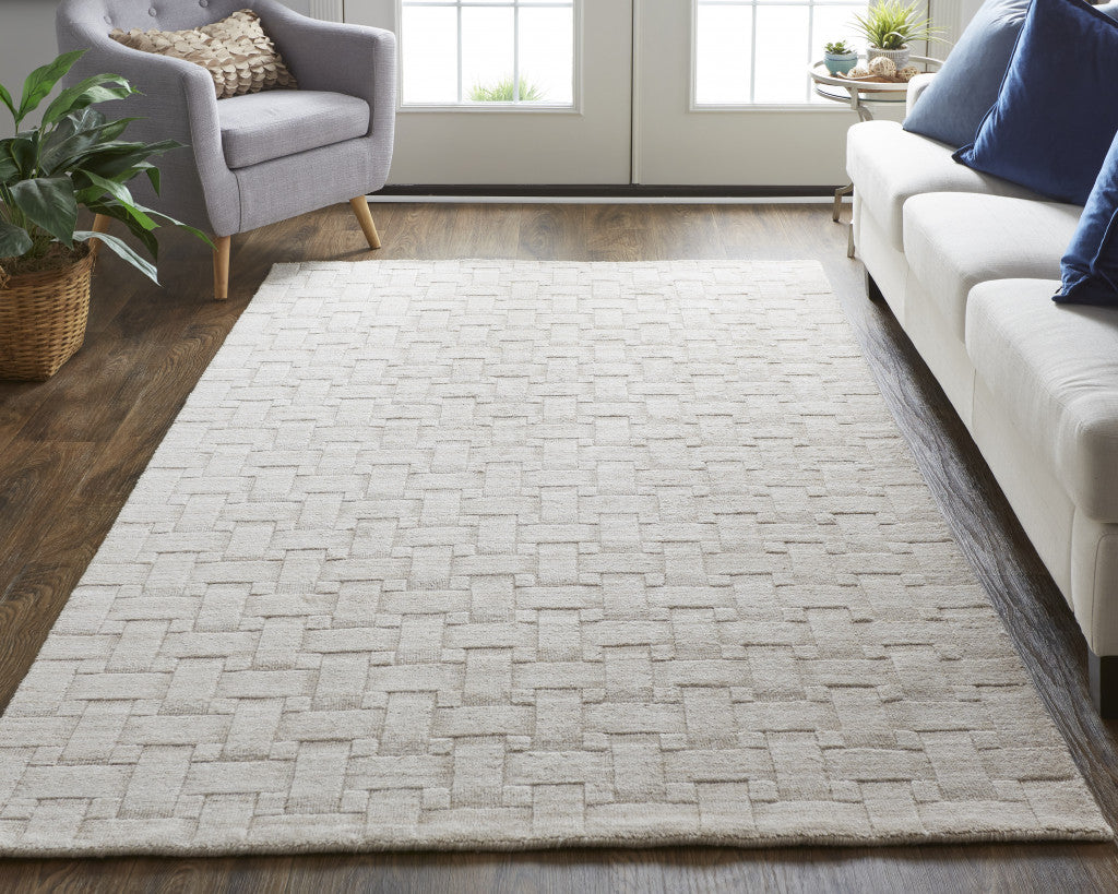 9 x 12 Ivory Striped Hand Woven Rug