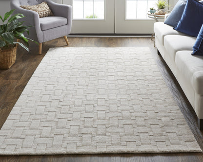 9 x 12 Ivory Striped Hand Woven Rug