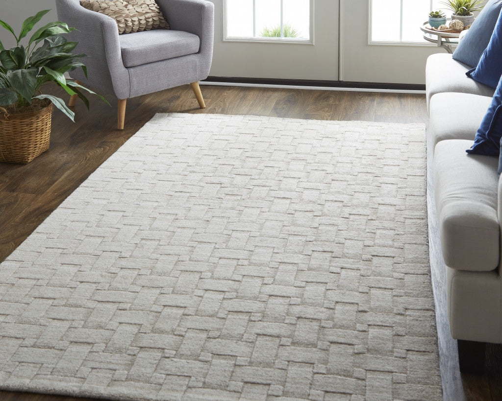 9 x 12 Ivory Striped Hand Woven Rug