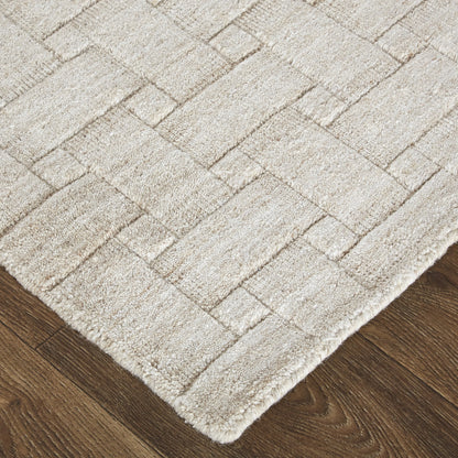 9 x 12 Ivory Striped Hand Woven Rug