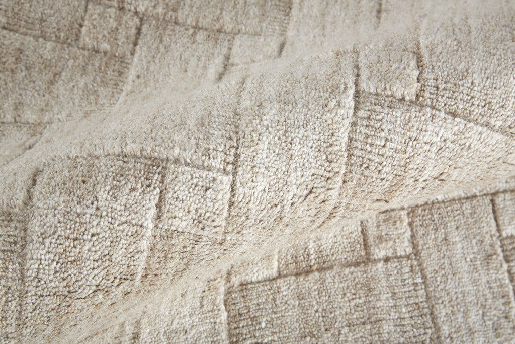 9 x 12 Ivory Striped Hand Woven Rug