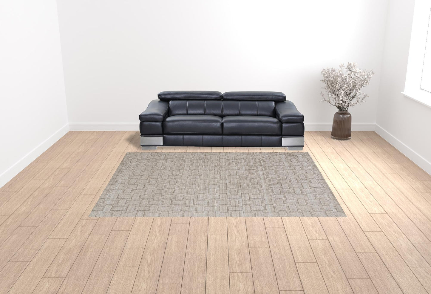 9 x 12 Ivory Striped Hand Woven Rug