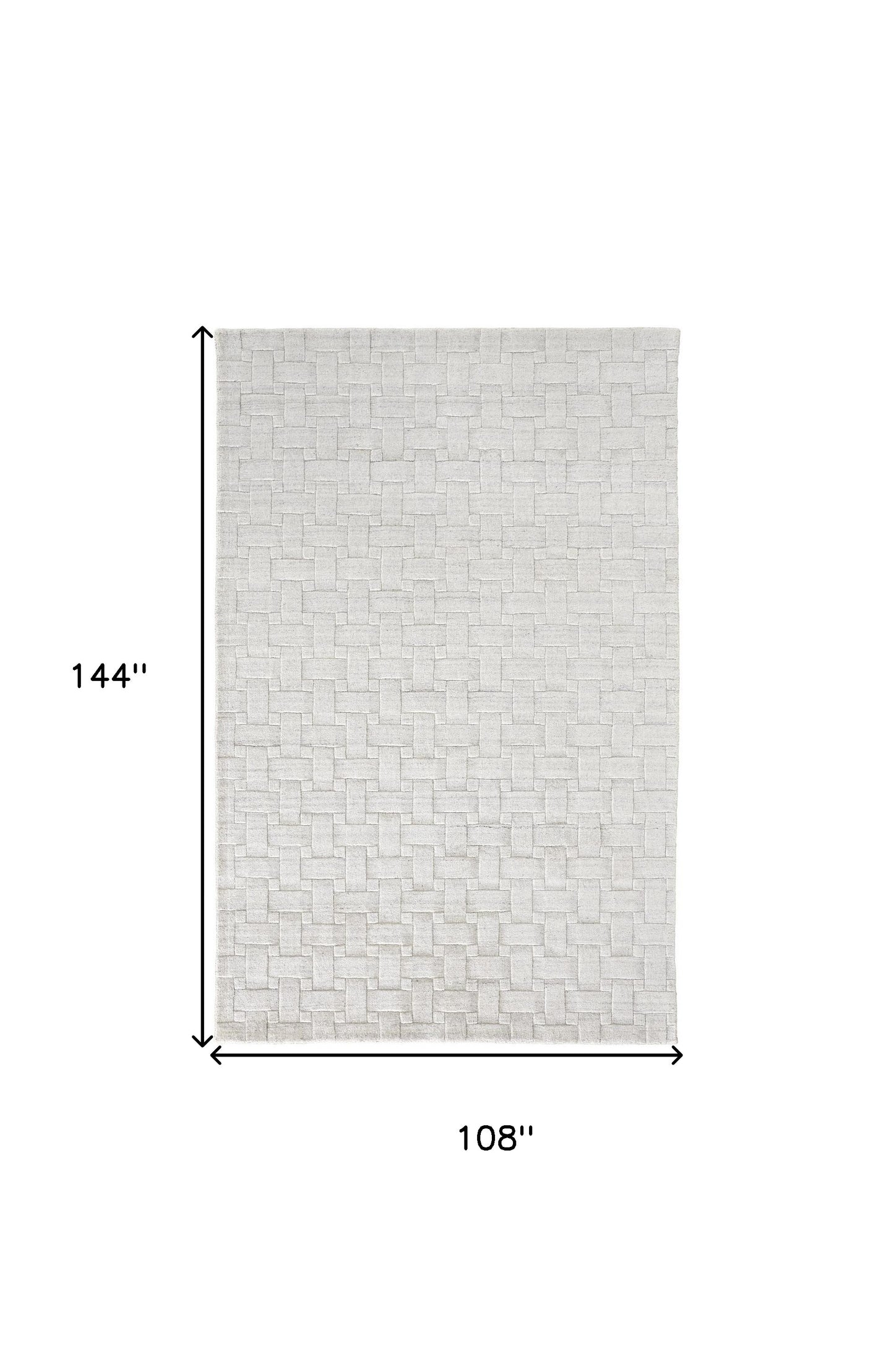 9 x 12 White & Silver Striped Hand Woven Rug