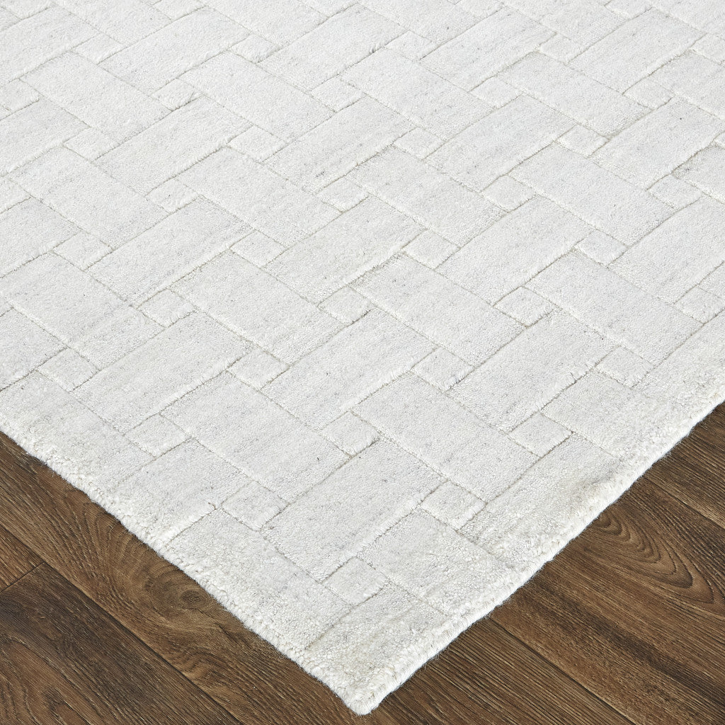 9 x 12 White & Silver Striped Hand Woven Rug