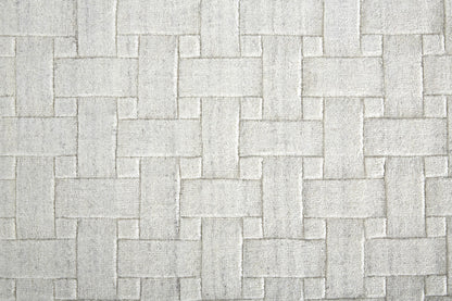 9 x 12 White & Silver Striped Hand Woven Rug