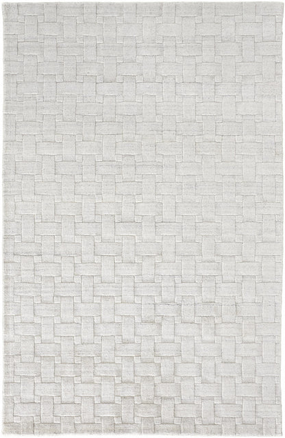 12 x 15 White & Silver Striped Hand Woven Rug