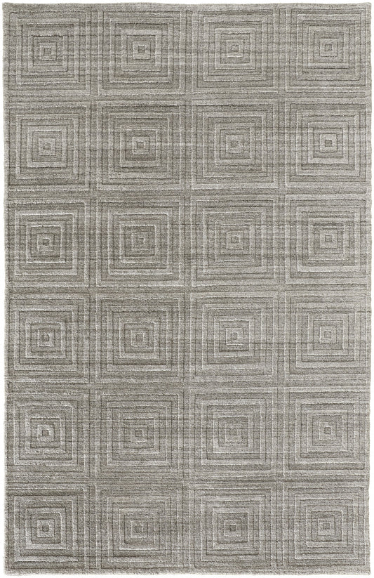 8 x 10 Gray & Silver Striped Hand Woven Rug