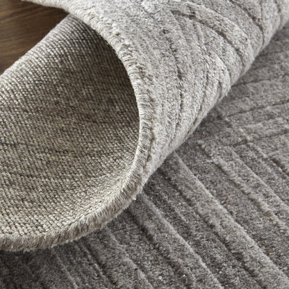 9 x 12 Gray & Silver Striped Hand Woven Rug