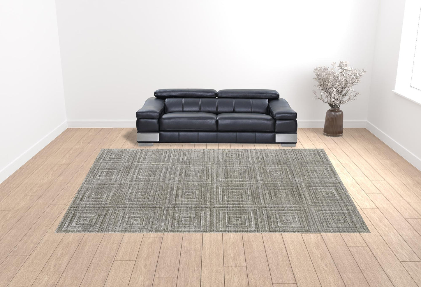 12 x 15 Gray & Silver Striped Hand Woven Rug