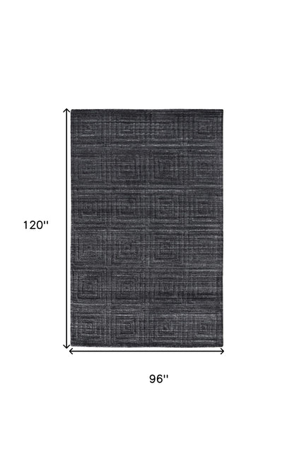 8 x 10 Gray & Black Striped Hand Woven Rug