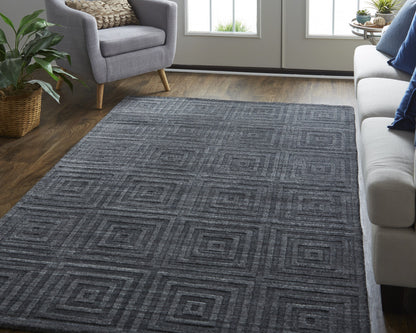8 x 10 Gray & Black Striped Hand Woven Rug