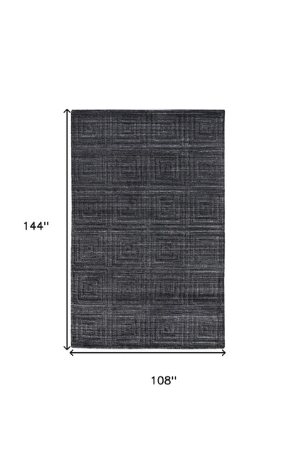 9 x 12 Gray & Black Striped Hand Woven Rug