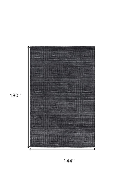 12 x 15 Gray & Black Striped Hand Woven Rug