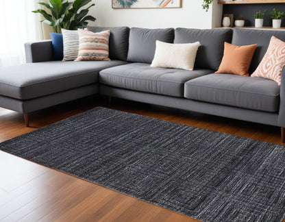 12 x 15 Gray & Black Striped Hand Woven Rug