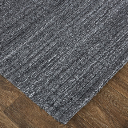 12 x 15 Gray & Black Striped Hand Woven Rug