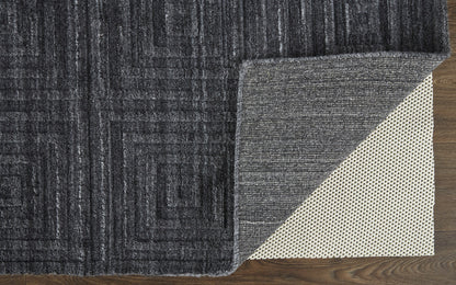 12 x 15 Gray & Black Striped Hand Woven Rug