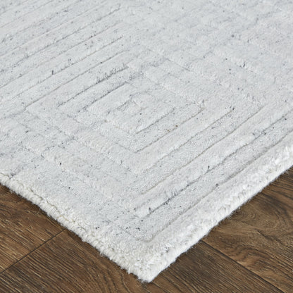 9 x 12 White & Silver Striped Hand Woven Rug