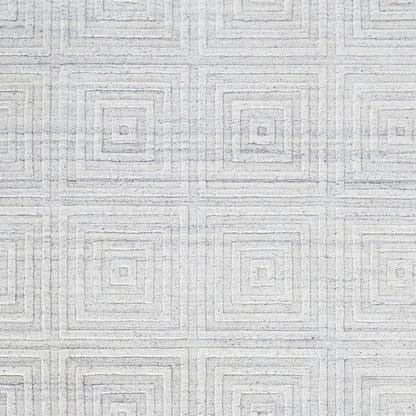12 x 15 White & Silver Striped Hand Woven Rug