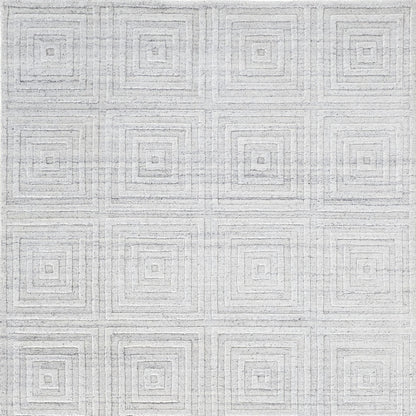 12 x 15 White & Silver Striped Hand Woven Rug