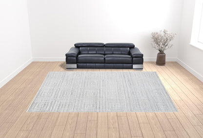 12 x 15 White & Silver Striped Hand Woven Rug