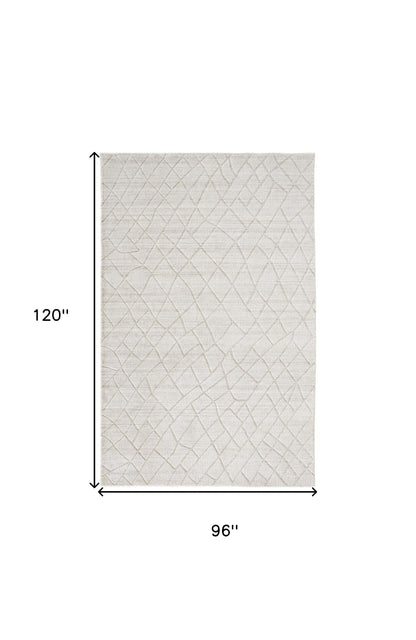 8 x 10 Ivory & Gray Striped Hand Woven Rug