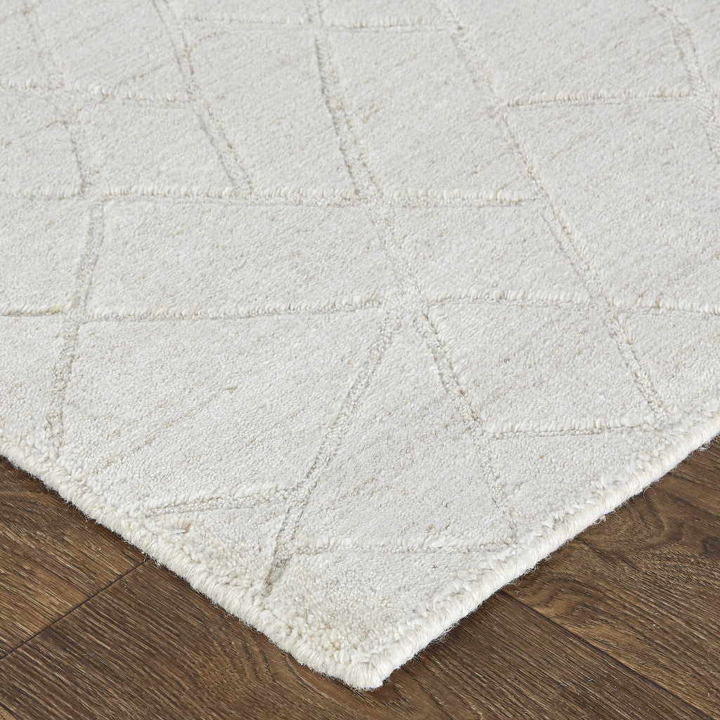 8 x 10 Ivory & Gray Striped Hand Woven Rug