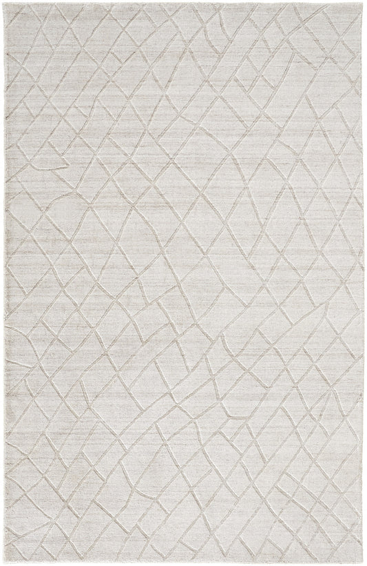 12 x 15 Ivory & Gray Striped Hand Woven Rug