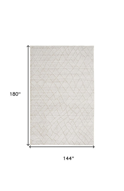 12 x 15 Ivory & Gray Striped Hand Woven Rug