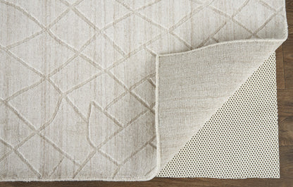 12 x 15 Ivory & Gray Striped Hand Woven Rug