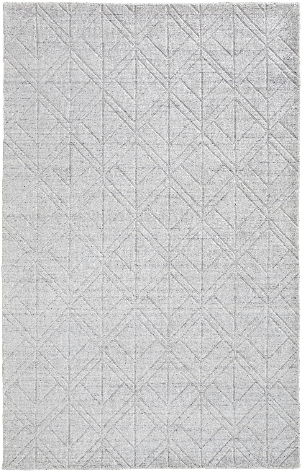 4 x 6 White & Silver Geometric Hand Woven Rug