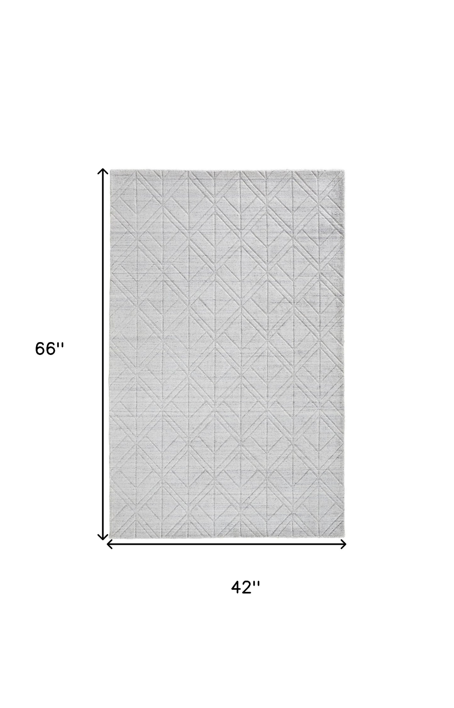 4 x 6 White & Silver Geometric Hand Woven Rug