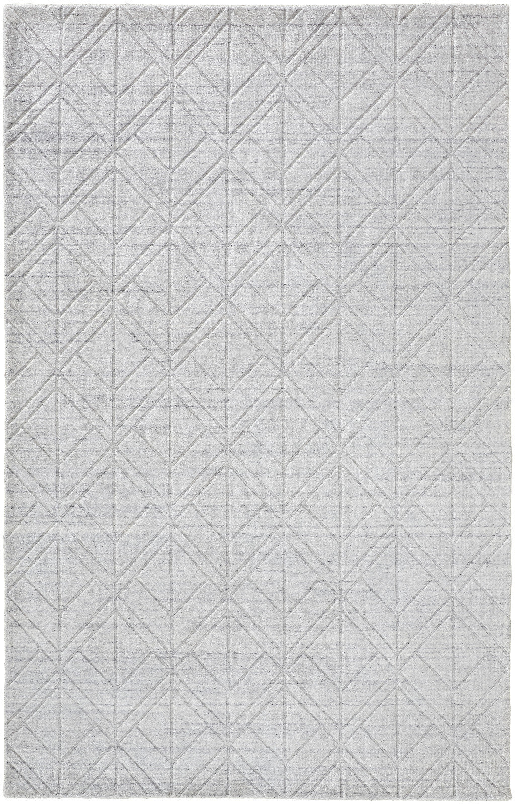 4 x 6 White & Silver Geometric Hand Woven Rug