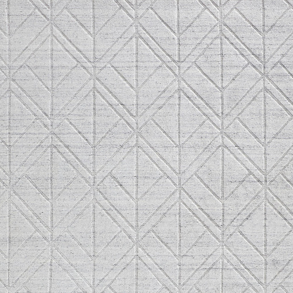 4 x 6 White & Silver Geometric Hand Woven Rug