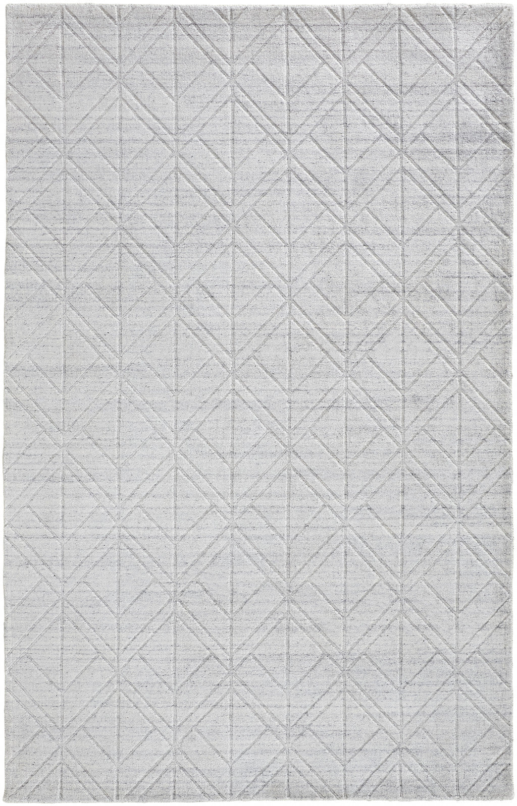 8 x 10 White & Silver Striped Hand Woven Rug