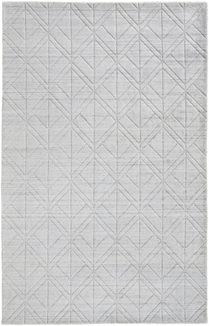 9 x 12 White & Silver Striped Hand Woven Rug