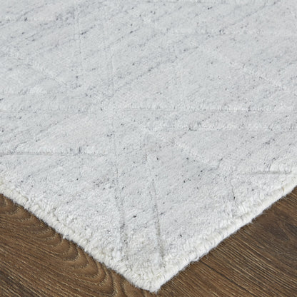 9 x 12 White & Silver Striped Hand Woven Rug