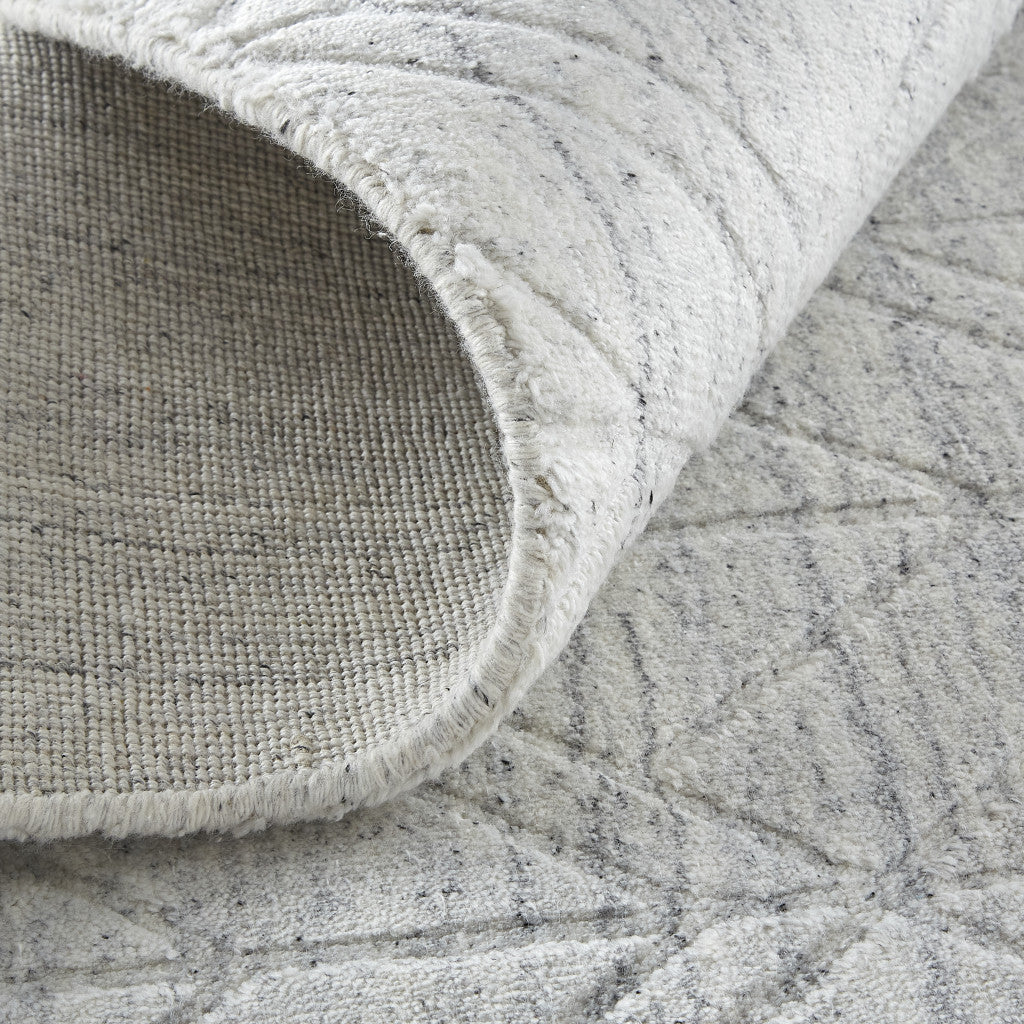 9 x 12 White & Silver Striped Hand Woven Rug