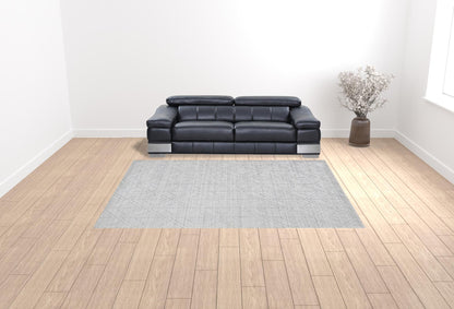 9 x 12 White & Silver Striped Hand Woven Rug