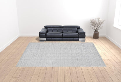 12 x 15 White & Silver Striped Hand Woven Rug