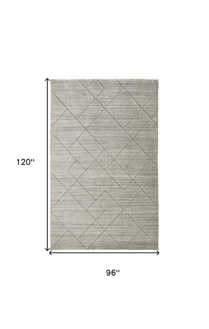 8 x 10 Ivory & Silver Striped Hand Woven Rug