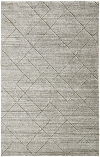 9 x 12 Ivory & Silver Striped Hand Woven Rug