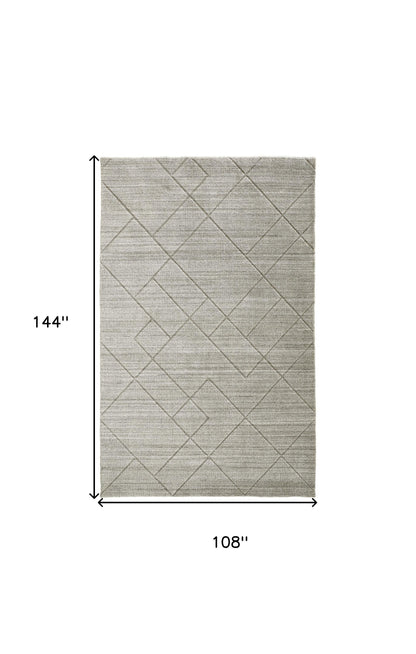 9 x 12 Ivory & Silver Striped Hand Woven Rug