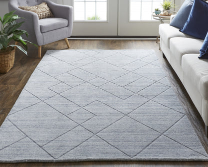 9 x 12 Ivory & Silver Striped Hand Woven Rug