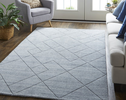 9 x 12 Ivory & Silver Striped Hand Woven Rug