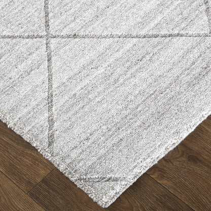 9 x 12 Ivory & Silver Striped Hand Woven Rug
